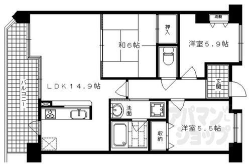 メロディーハイム堺町 3階 3LDK 賃貸物件詳細
