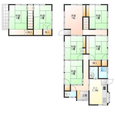 吉永２階建て借家 7LDK 賃貸物件詳細