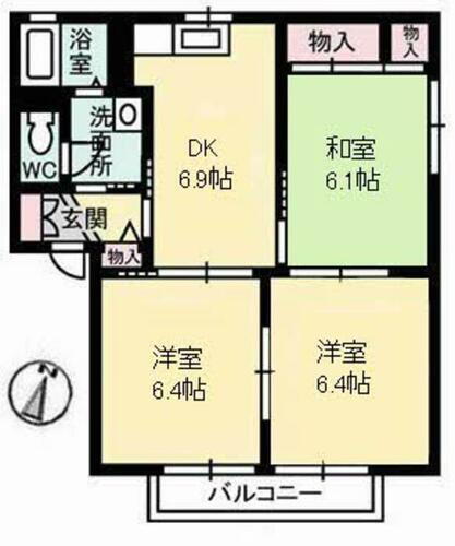 広島県福山市多治米町４丁目 3DK アパート 賃貸物件詳細