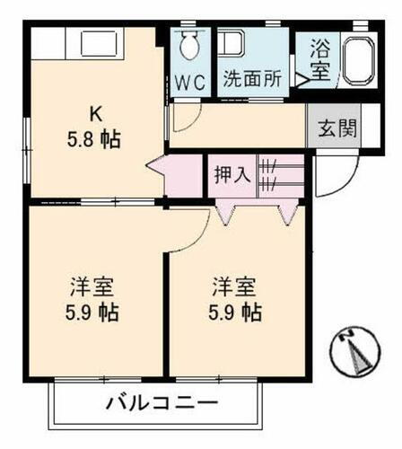 山口県山口市小郡山手上町 新山口駅 2K アパート 賃貸物件詳細