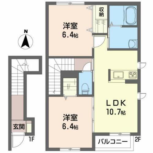 岩手県紫波郡矢巾町大字又兵エ新田第４地割 矢幅駅 2LDK アパート 賃貸物件詳細
