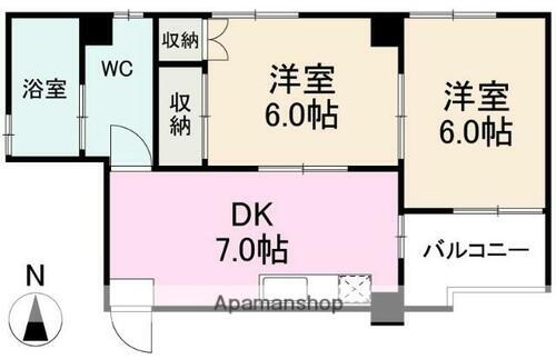 泉ハイツ 6階 2DK 賃貸物件詳細