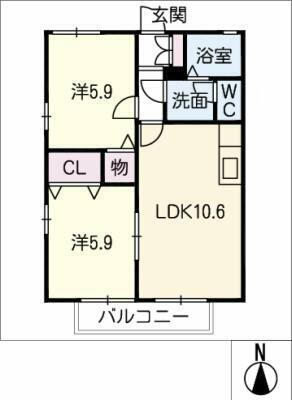 愛知県豊橋市西高師町字白山 芦原駅 2LDK アパート 賃貸物件詳細