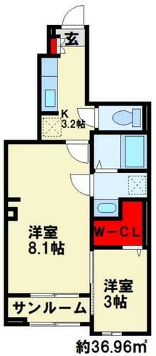 福岡県京都郡苅田町大字与原 小波瀬西工大前駅 2K アパート 賃貸物件詳細