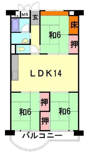 北須磨団地Ｄ１棟 3階 3LDK 賃貸物件詳細