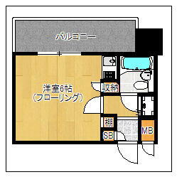 ダイナコート大博通り 6階 ワンルーム 賃貸物件詳細