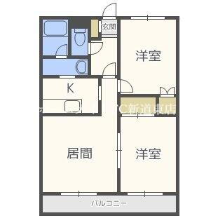 北海道札幌市北区あいの里二条２丁目 拓北駅 2LDK アパート 賃貸物件詳細