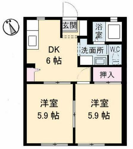 鳥取県米子市新開２丁目 2DK アパート 賃貸物件詳細