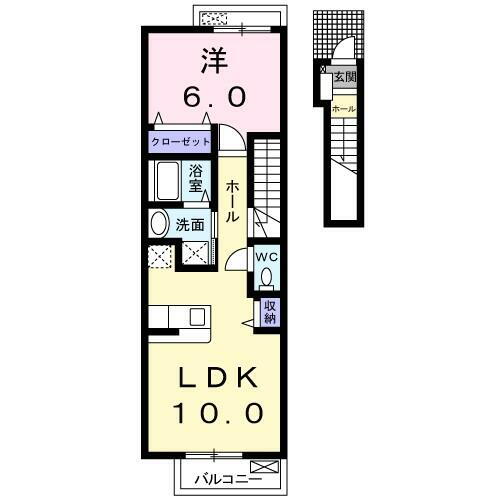 ミモザ 2階 1LDK 賃貸物件詳細