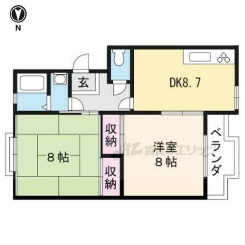 京都府向日市鶏冠井町堀ノ内 西向日駅 2DK マンション 賃貸物件詳細