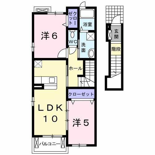 サウス　クレストⅡ 2階 2LDK 賃貸物件詳細