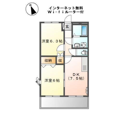 兵庫県姫路市飾磨区構２丁目 亀山駅 2DK アパート 賃貸物件詳細