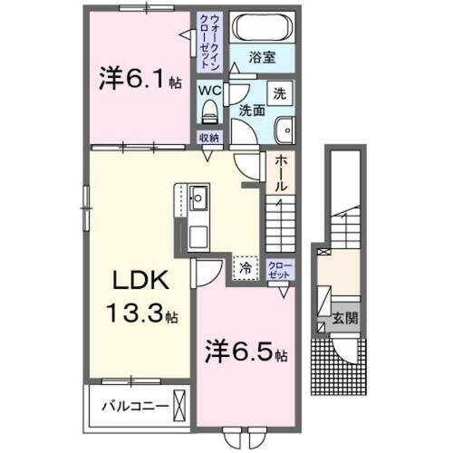 熊本県山鹿市中 2LDK アパート 賃貸物件詳細