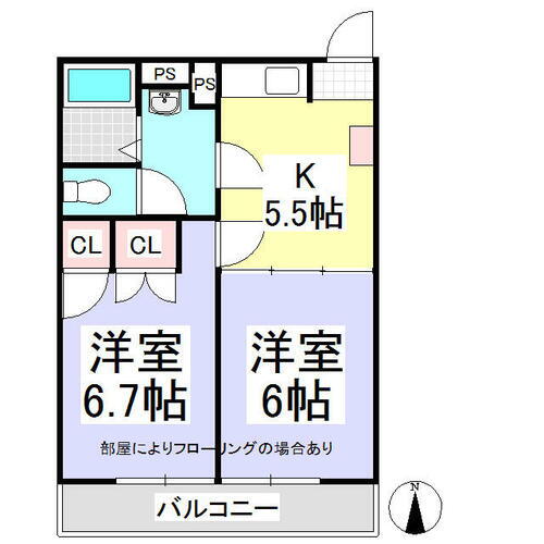 グランエスポワールオカモト 2階 2K 賃貸物件詳細