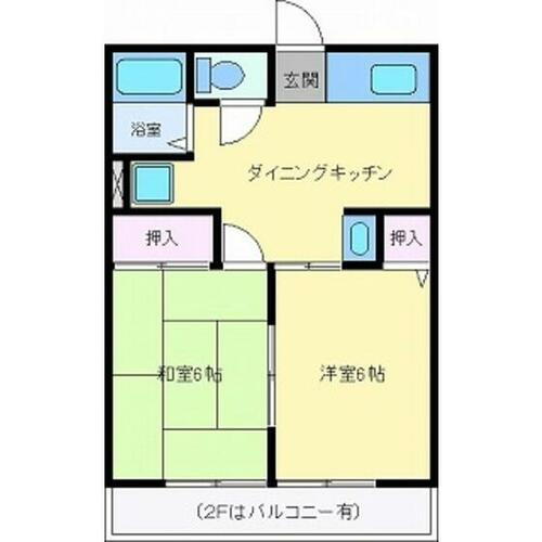 岩手県滝沢市鵜飼鬼越 2DK アパート 賃貸物件詳細