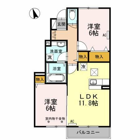 山梨県中巨摩郡昭和町河西 常永駅 2LDK アパート 賃貸物件詳細