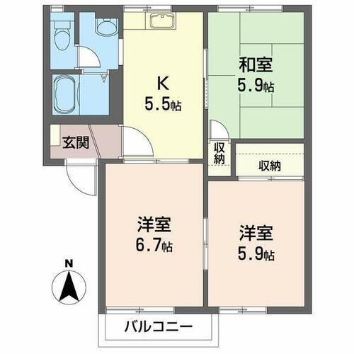 岩手県盛岡市永井 岩手飯岡駅 3K アパート 賃貸物件詳細