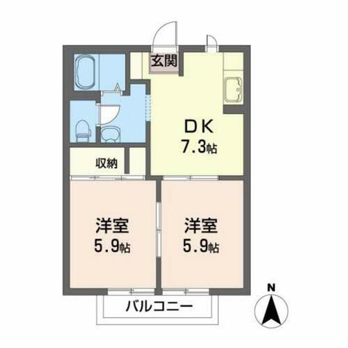 宮城県仙台市宮城野区鶴ケ谷字舘下 旭ヶ丘駅 2DK アパート 賃貸物件詳細