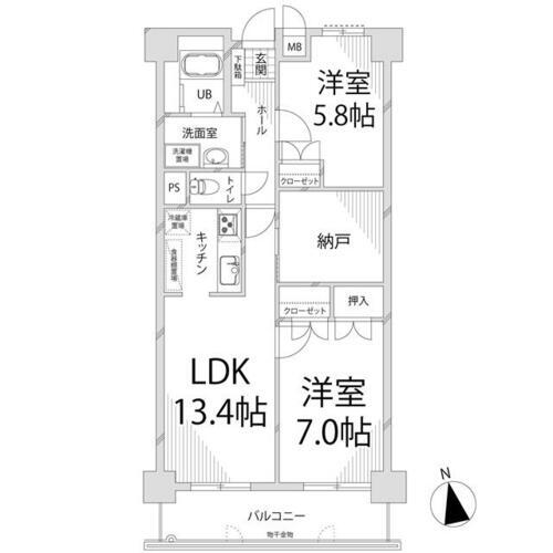 キャッスルコート男山 2階 2SLDK 賃貸物件詳細