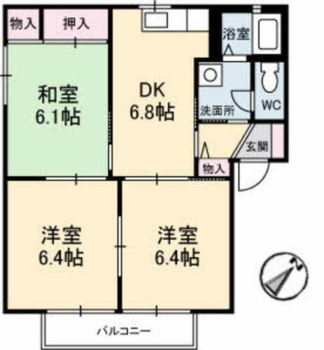 山口県下関市大字田倉 3DK アパート 賃貸物件詳細