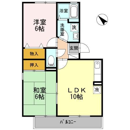 サンスカイ徳力　Ⅰ 2階 2LDK 賃貸物件詳細