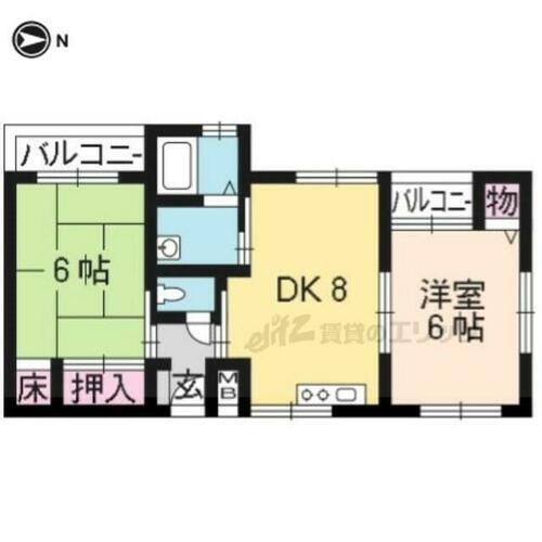 京都府京都市山科区勧修寺閑林寺 小野駅 2DK マンション 賃貸物件詳細