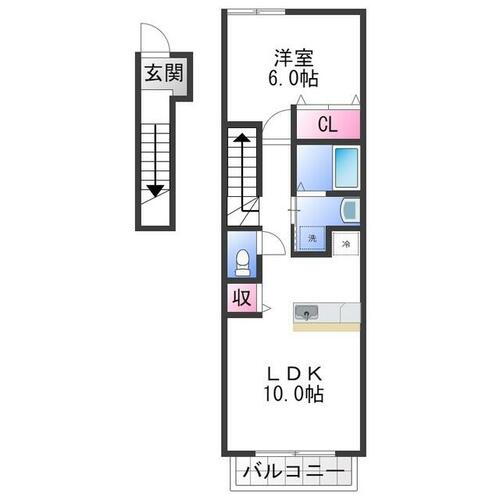 メロディーハウスⅡ 2階 1LDK 賃貸物件詳細
