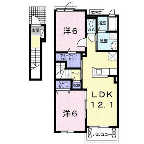 シュシュメゾンぴあのミニョン 2階 2LDK 賃貸物件詳細