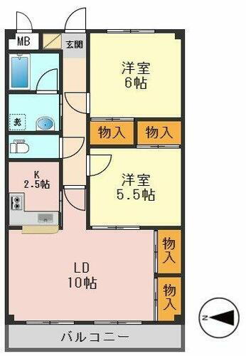 コンフォート 3階 2LDK 賃貸物件詳細