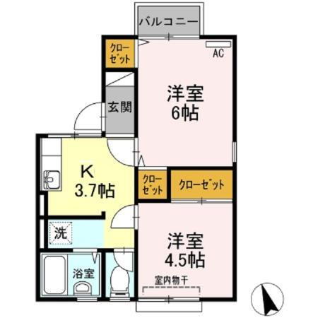 徳島県徳島市北島田町２丁目 2K アパート 賃貸物件詳細