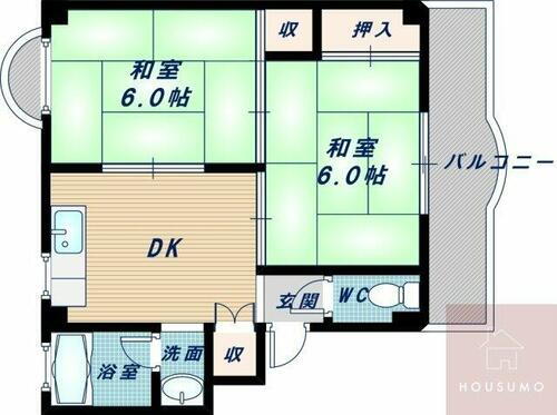 出口マンション 3階 2DK 賃貸物件詳細