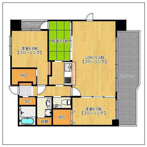 福岡県福岡市中央区大手門２丁目 赤坂駅 3LDK マンション 賃貸物件詳細