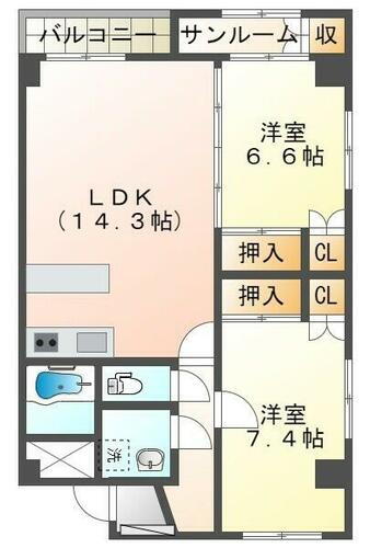 リアライズ金沢Ⅱ 5階 2LDK 賃貸物件詳細