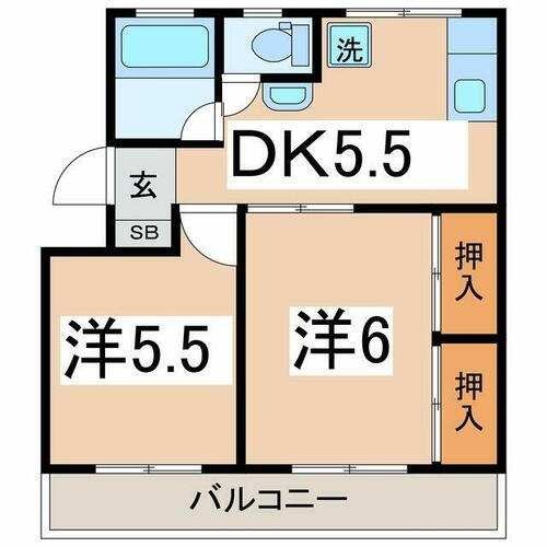 山梨県甲府市国母３丁目 国母駅 2DK マンション 賃貸物件詳細