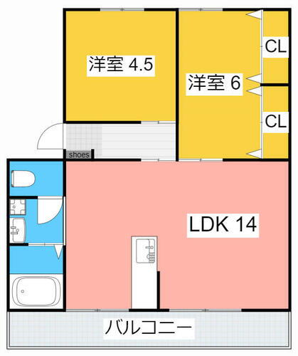 フェリシダⅡ 3階 2LDK 賃貸物件詳細