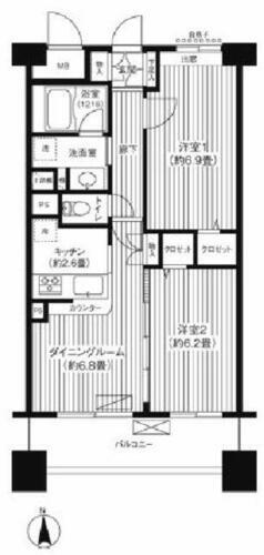 神奈川県横浜市港北区樽町１丁目 綱島駅 2DK マンション 賃貸物件詳細