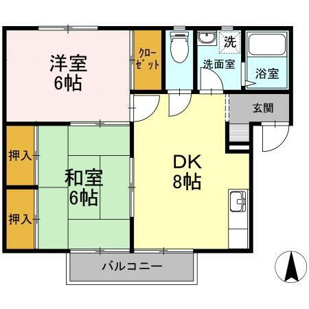 サンハイツ　Ａ棟 1階 2DK 賃貸物件詳細