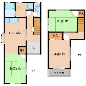 広島県福山市東手城町１丁目 東福山駅 3DK 一戸建て 賃貸物件詳細