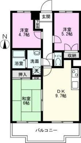 埼玉県越谷市北越谷５丁目 北越谷駅 3DK マンション 賃貸物件詳細
