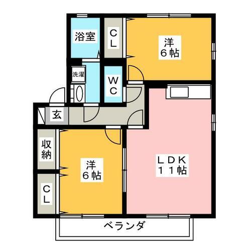 メゾンクレールⅡ 2階 2LDK 賃貸物件詳細