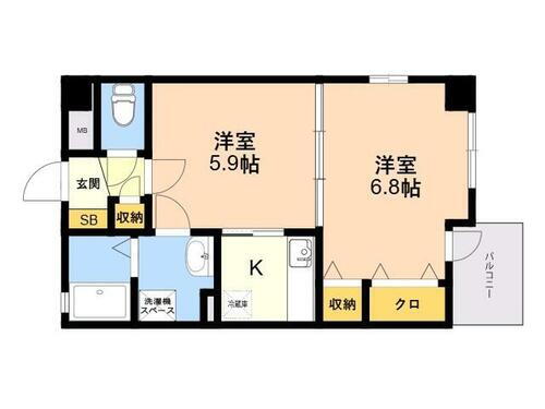 福岡県福岡市早良区田村１丁目 次郎丸駅 2K マンション 賃貸物件詳細