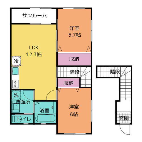 富山県富山市萩原 南富山駅 2LDK アパート 賃貸物件詳細