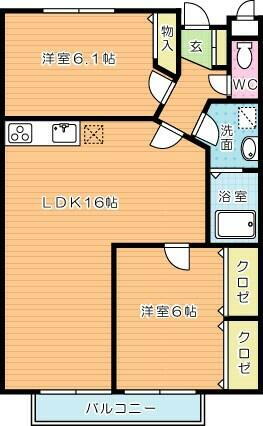 ボヌールＩＩ 2階 2LDK 賃貸物件詳細