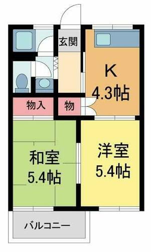 兵庫県宝塚市安倉南１丁目 中山寺駅 2DK アパート 賃貸物件詳細