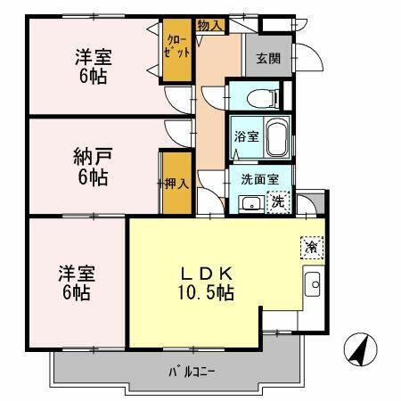スカイ・ブリッジ　Ａ 3階 2LDK 賃貸物件詳細