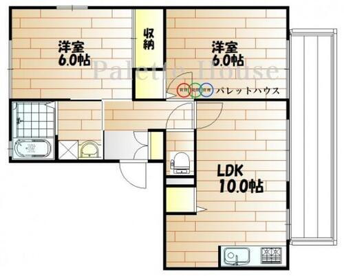岡山県岡山市南区福富西３丁目 2LDK アパート 賃貸物件詳細