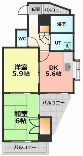 コーポ山田 2階 2DK 賃貸物件詳細