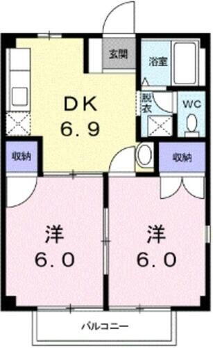 カーサすみれ壱番館 1階 2DK 賃貸物件詳細