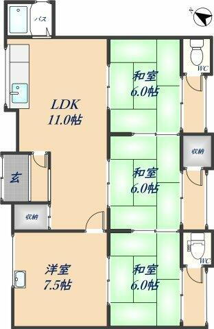 大阪府八尾市植松町５丁目 八尾駅 4LDK アパート 賃貸物件詳細