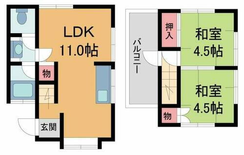 兵庫県宝塚市山本丸橋２丁目 山本駅 2LDK 一戸建て 賃貸物件詳細